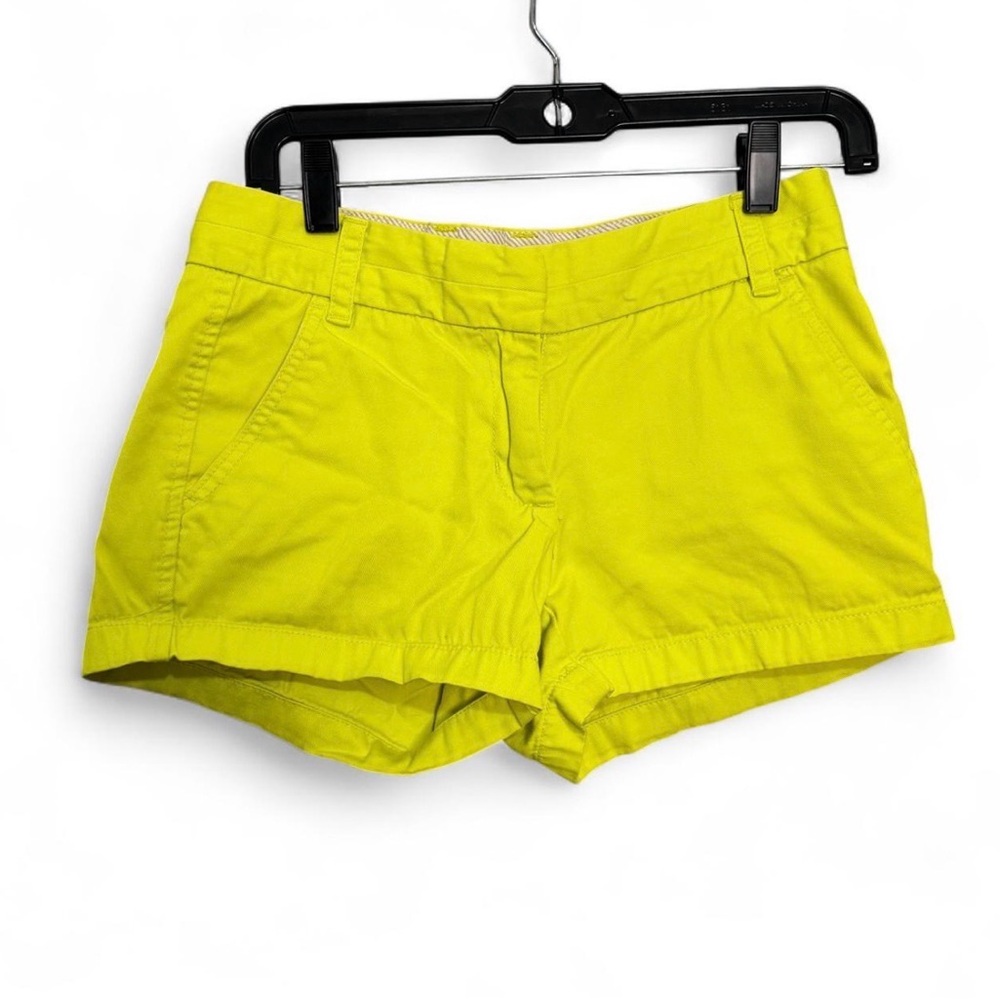 J.Crew Broken-In Chino Neon Yellow Cotton Twill Shorts Womens Sz 0 Preppy Summer